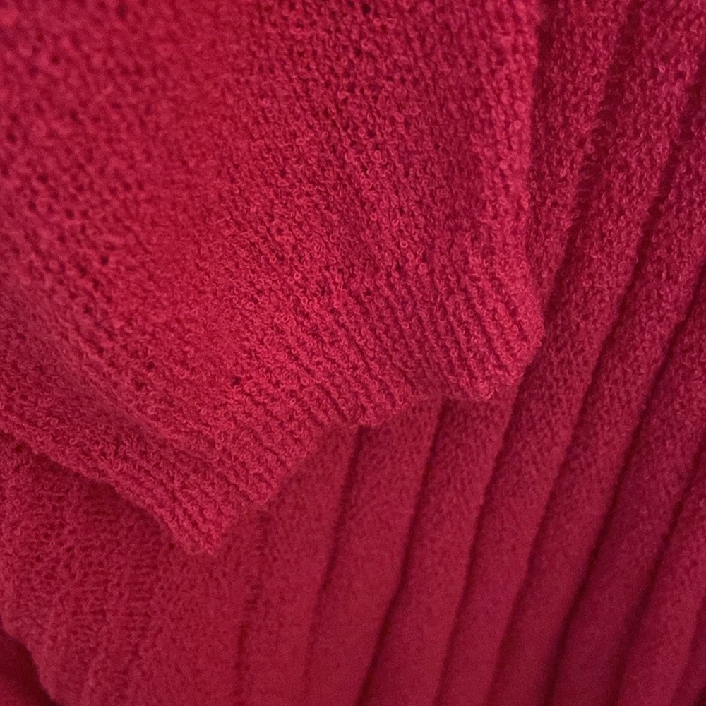 Nina Leonard Knit Long Cardigan Long Sleeve With Uneven Hem Bright Pink Size M - Picture 10 of 13